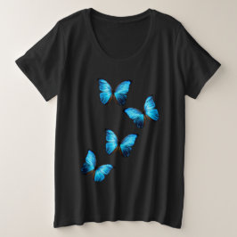 Mariposas azules de tamaño Tee