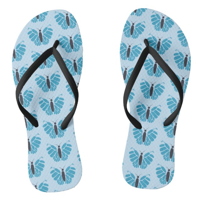 Mariposas azules en chanclas azul claro (Plantilla)