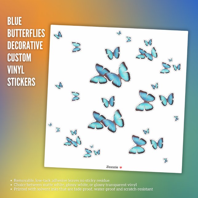 Mariposas azules Pegatinas de vinilo Personalizado (Blue Butterflies Decorative Custom Vinyl Stickers)