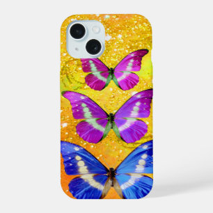 MARIPOSAS AZULES PURPURA ROSADAS EN AMARILLO ORO