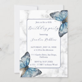 Mariposas azules románticas Invitación de cumpleañ
