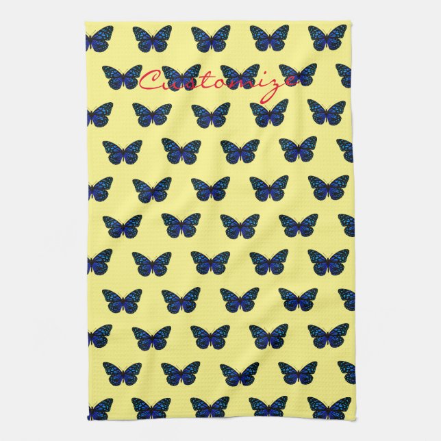 Mariposas azules toalla de cocina Thunder_Cove (Vertical)