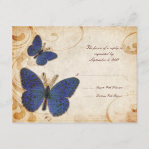 Mariposas azules Vintage Wedding RSVP