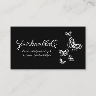 Mariposas blancas en tarjeta de visita negra