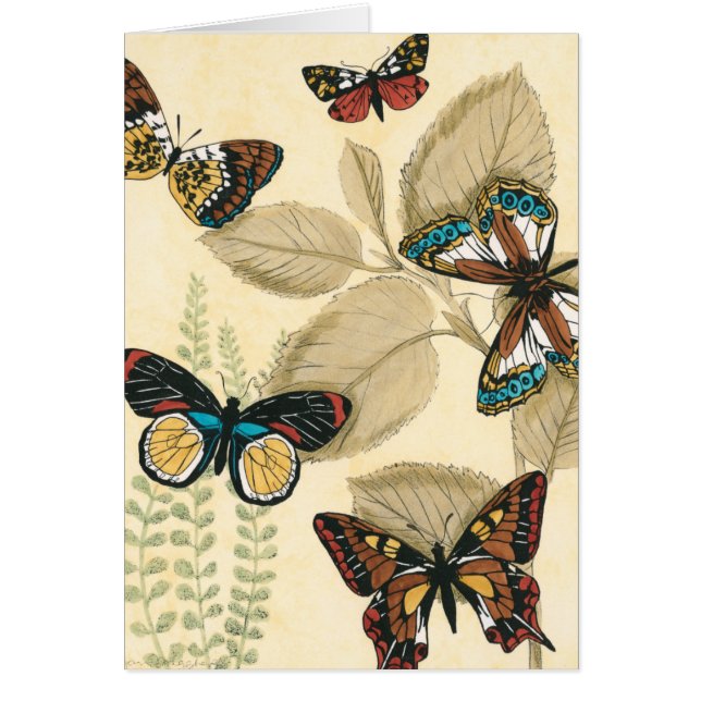 Mariposas brillando sobre hojas (Frente)