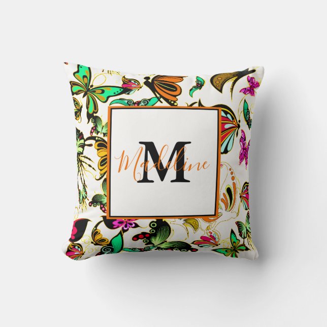 Mariposas brillantes, almohada personalizada (Anverso)