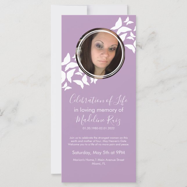 Mariposas Celebración de la Vida Foto (Anverso)