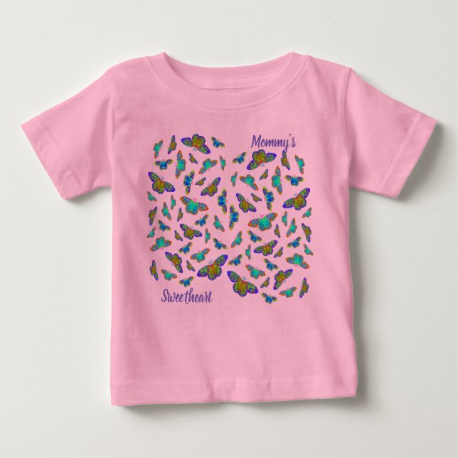 Mariposas coloridas en rosa bebé - camiseta bebé (Anverso)