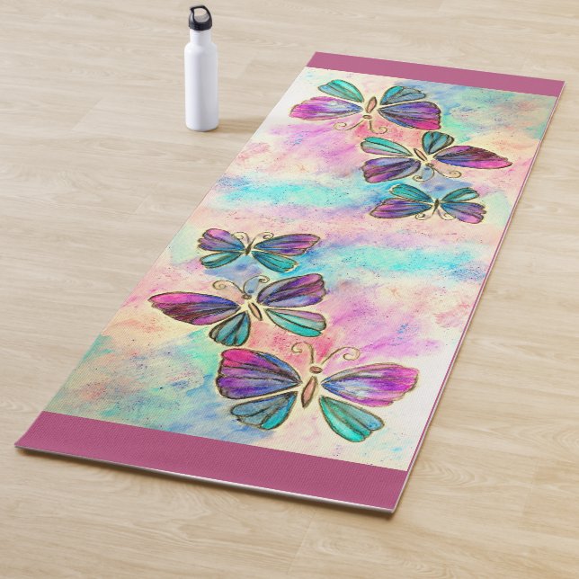 Mariposas coloridas Yoga Mat - Pintura (In situ)