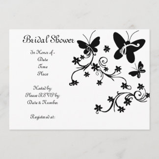 Mariposas con flores Invitación de la novia