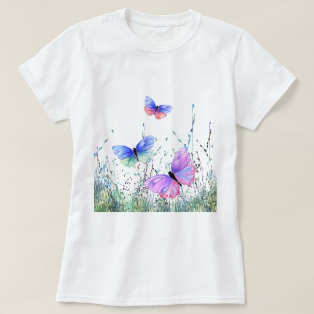 Mariposas de camisetas de alegría de primavera vue (Diseño del anverso)