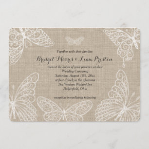 Mariposas de encaje en la invitación a la boda de 