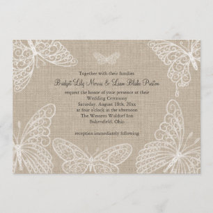 Mariposas de encaje en la invitación a la boda de 