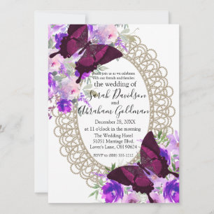 Mariposas de encaje Invitación de boda de mariposa