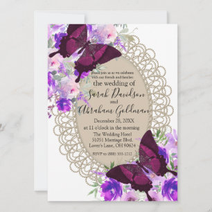 Mariposas de encaje Invitación de boda de mariposa