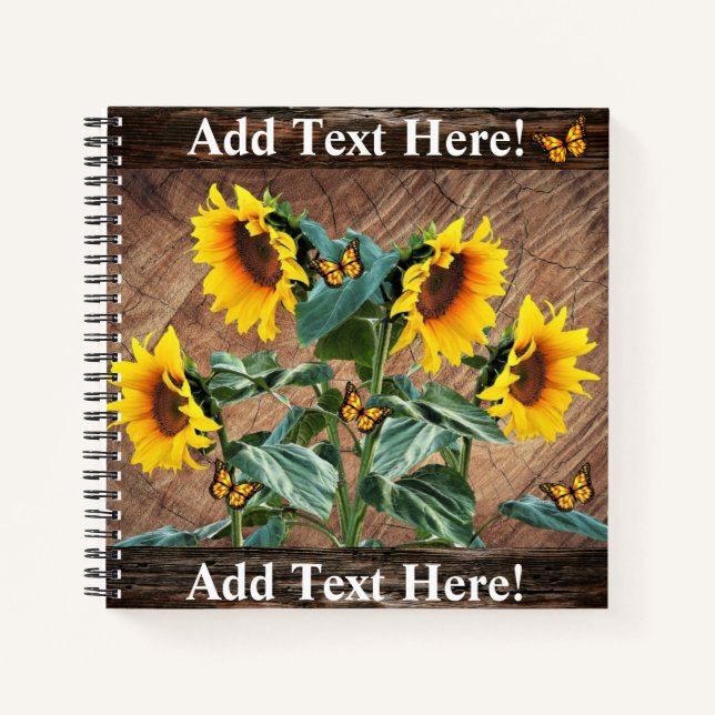 Mariposas de girasoles Cuaderno de tablero de gran (Anverso)
