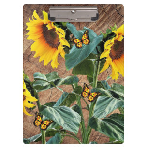 Mariposas de girasoles Portapapeles de pizarra rús