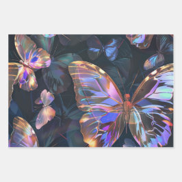 Mariposas de moda envolver papel plano de hoja de