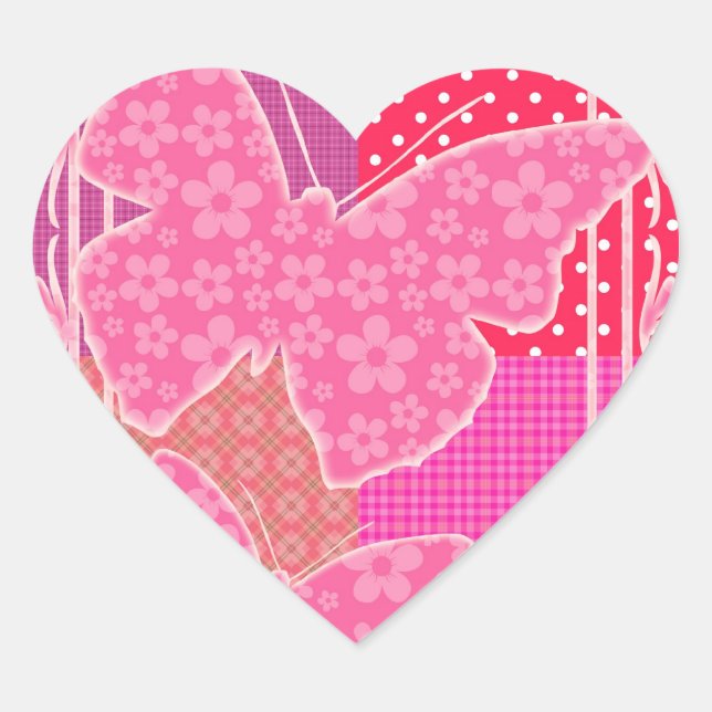 Mariposas de parches Corazón Pegatinas (Anverso)