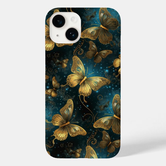 Mariposas doradas apenas hay Funda para iPhone 14 (Reverso )
