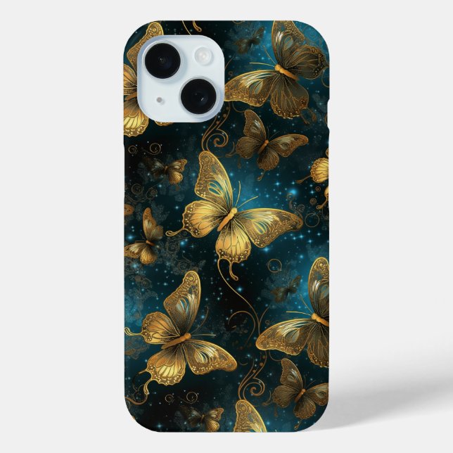Mariposas doradas apenas hay Funda para iPhone 15 (Reverso )