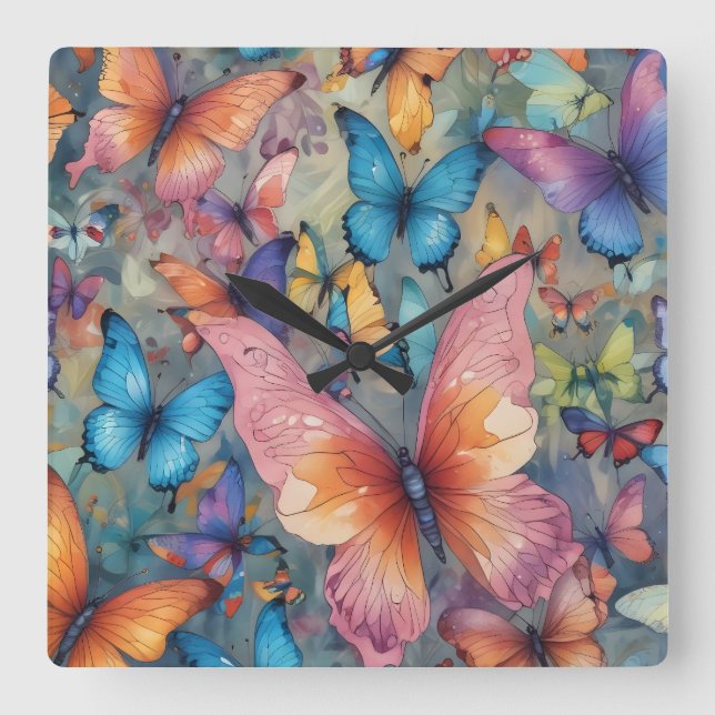 Mariposas en aumento: Un reloj de pared vibrante (Anverso)