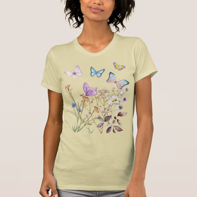 Mariposas en colores pasteles - camiseta (Anverso)
