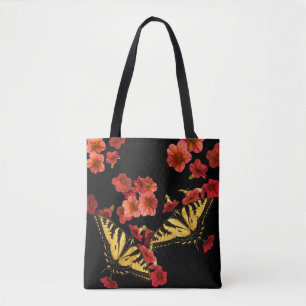 Mariposas en la bolsa de la tota floral de las flo