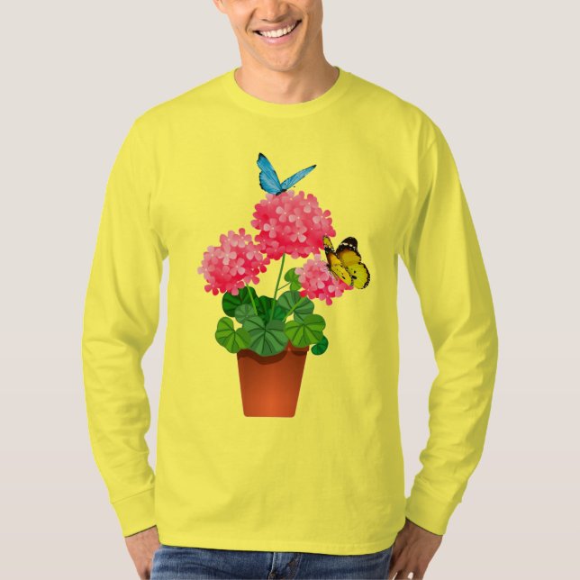 Mariposas en la camiseta de las flores (Anverso)
