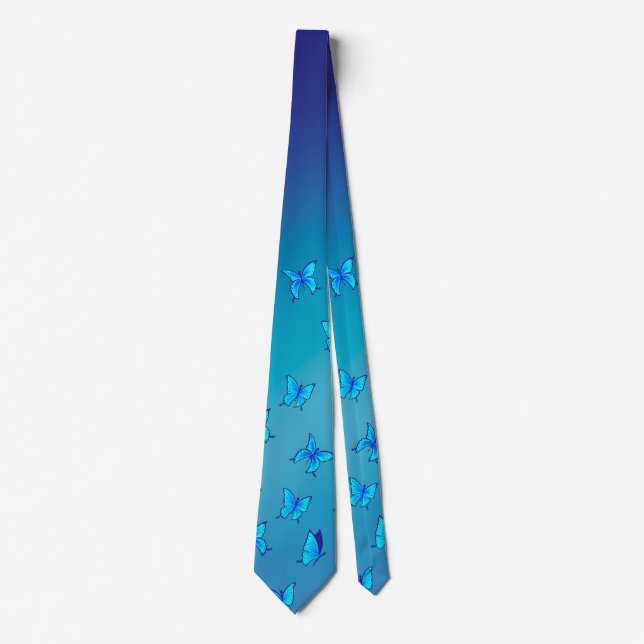 Mariposas Encantadas Corbata Azul Cuello (Anverso)