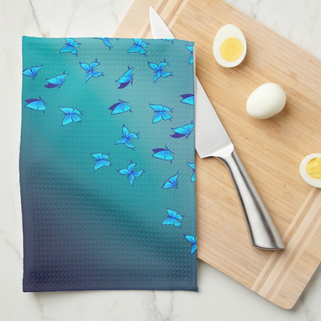 Mariposas encantadas Toalla de té verde (Doblado Cuarto)