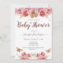 Mariposas florales Baby Shower rosa
