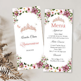 Mariposas Florales Menú Quinceañera