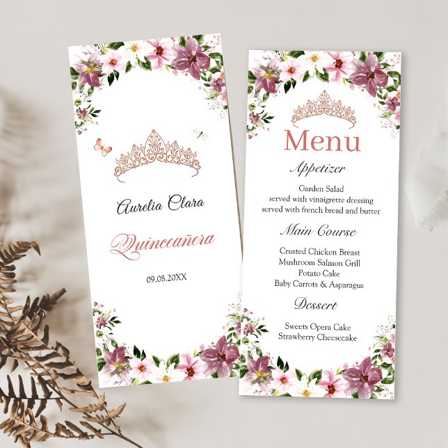 Mariposas Florales Menú Quinceañera (Subido por el creador)