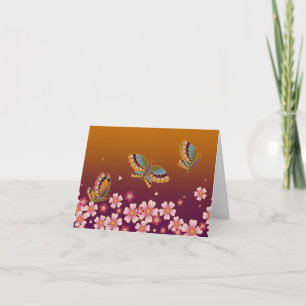 Mariposas japonesas en medio del Sakura Bloom Gold