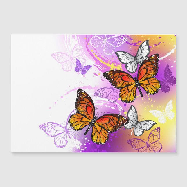 Mariposas Monarca sobre Fondo Púrpura (Anverso)