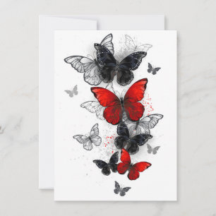 Mariposas Morpho voladoras negras y rojas