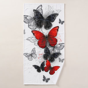 Mariposas Morpho voladoras negras y rojas