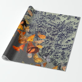 MARIPOSAS NEGRAS Y papel de envolvimiento de LACE