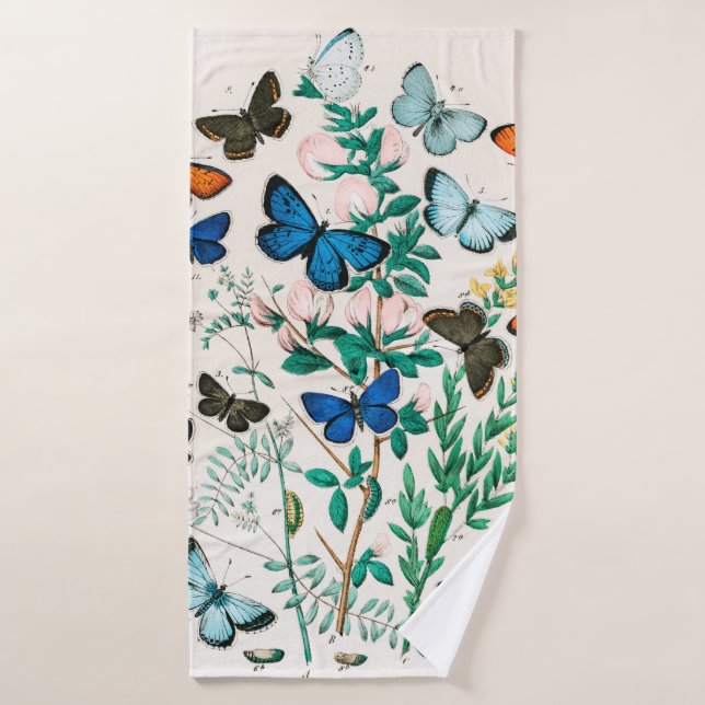 Mariposas, orugas de William Forsell Kirby (Toalla de baño)