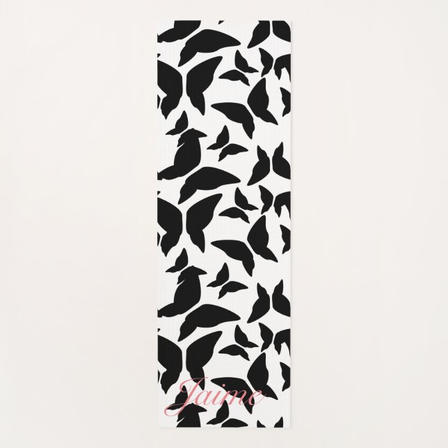 Mariposas Patrón negro Yoga Mat (Anverso)