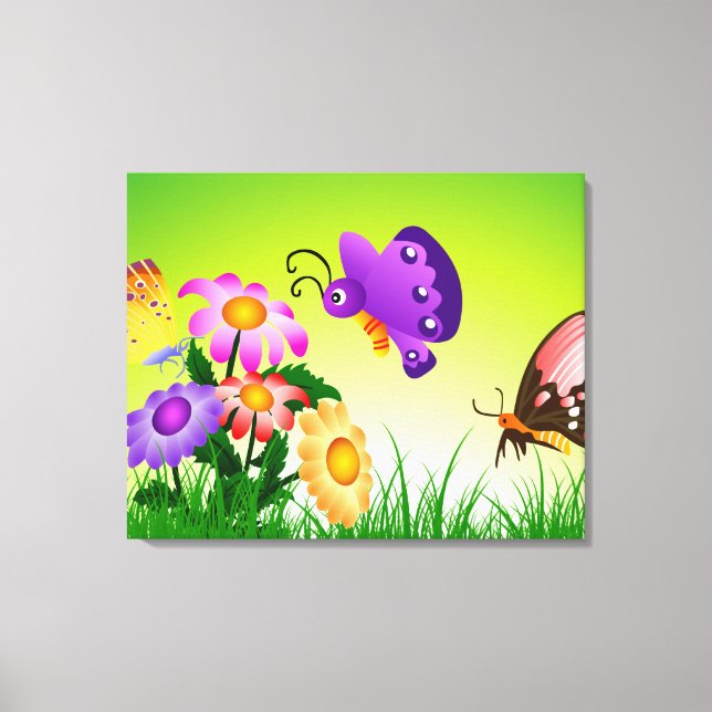 Mariposas personalizados en lienzo de flores (Anverso)