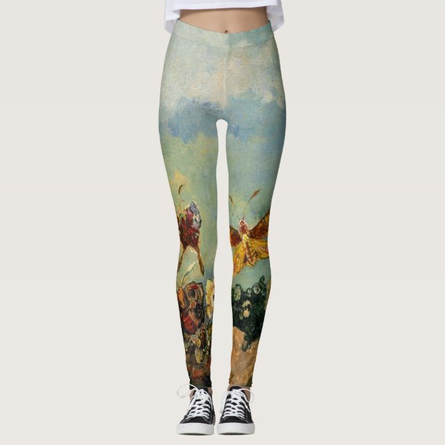 Mariposas por Odilon Redon Leggings (Anverso)