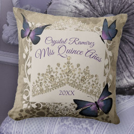 Mariposas Púrpura, Almohada de Taupe Tiara Quincea