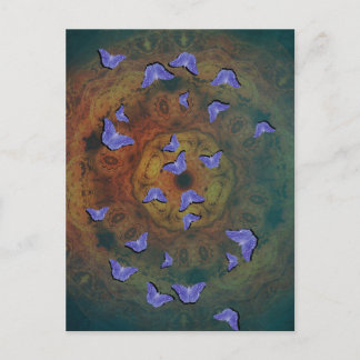 Mariposas púrpura en la postal vertical mandala