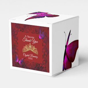 Mariposas rojas, caja de favoritas de la quinceane