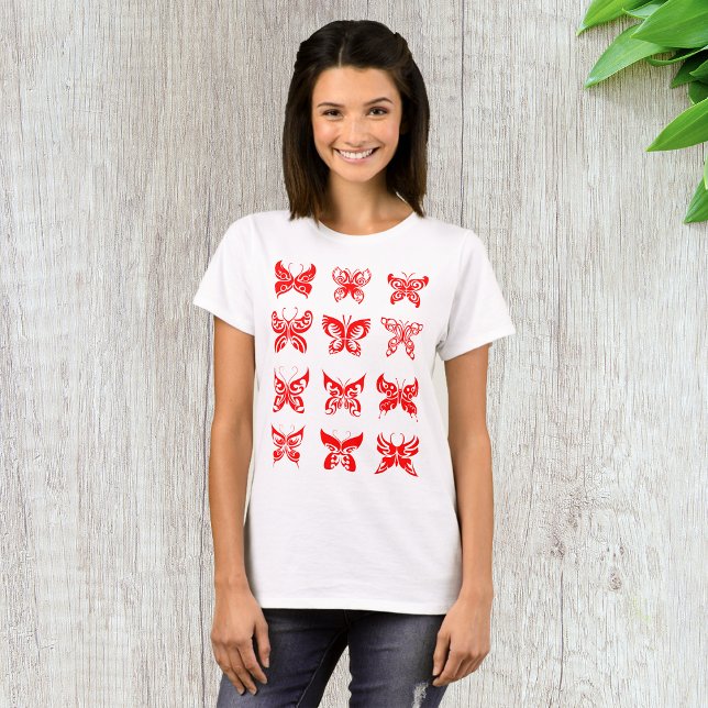 Mariposas rojas camiseta de mujeres (Subido por el creador)