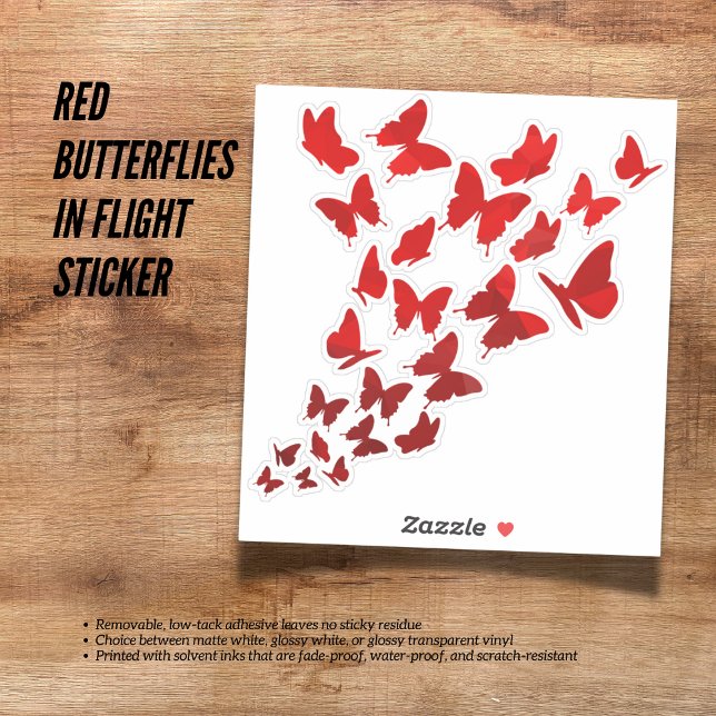 Mariposas Rojas En Pegatina De Vuelo (The Butterfly Studio
Red Butterflies In Flight Sticker)