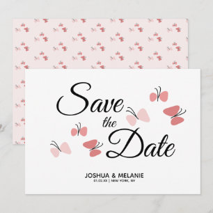 Mariposas Románticas Rosadas Save the Dates