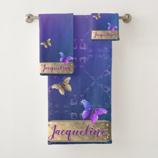 Mariposas, Rosa Corazones Gradiente Toalla azul